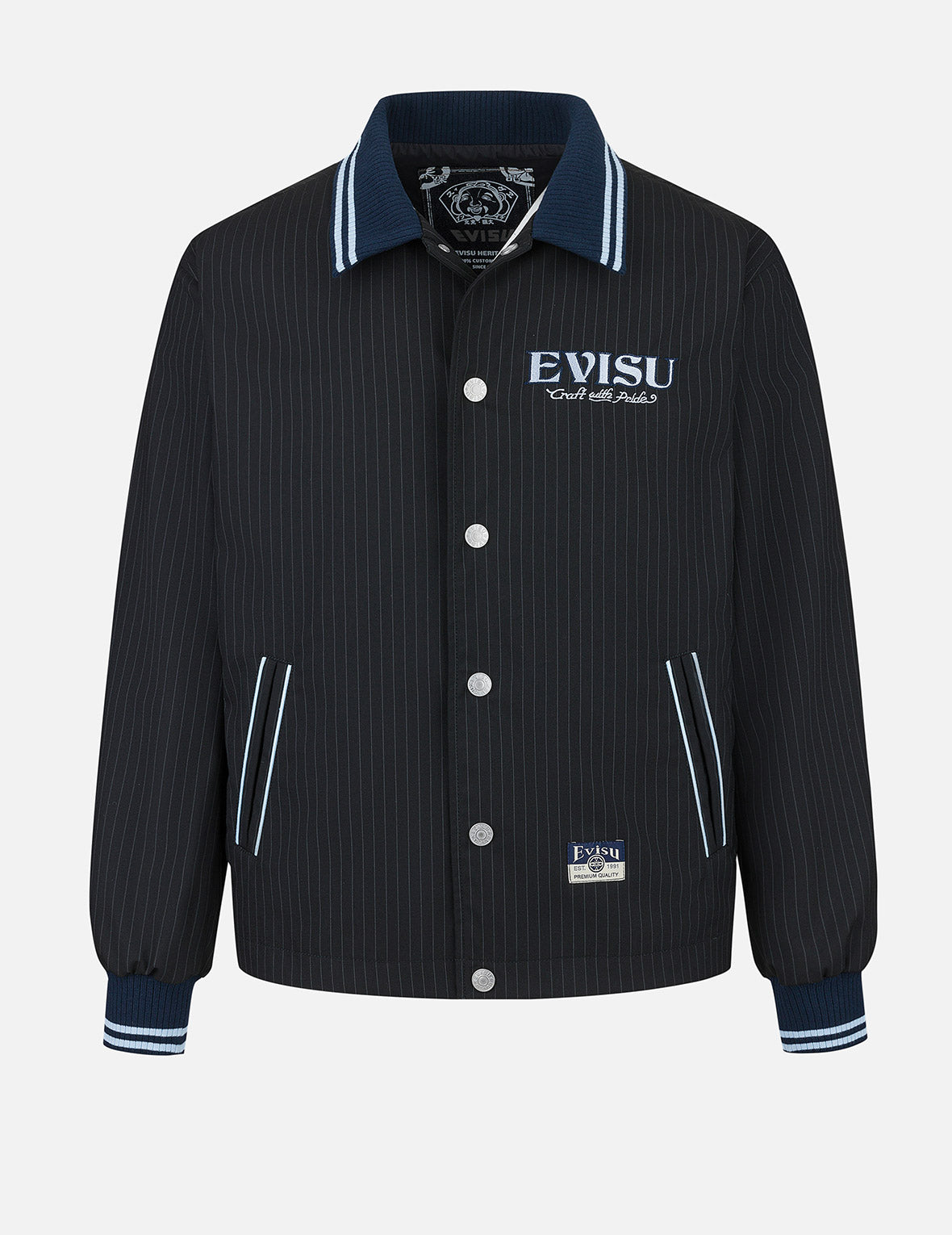 Logo and Slogan Embroidery Regular Fit Striped Suit Ccoach Jacket